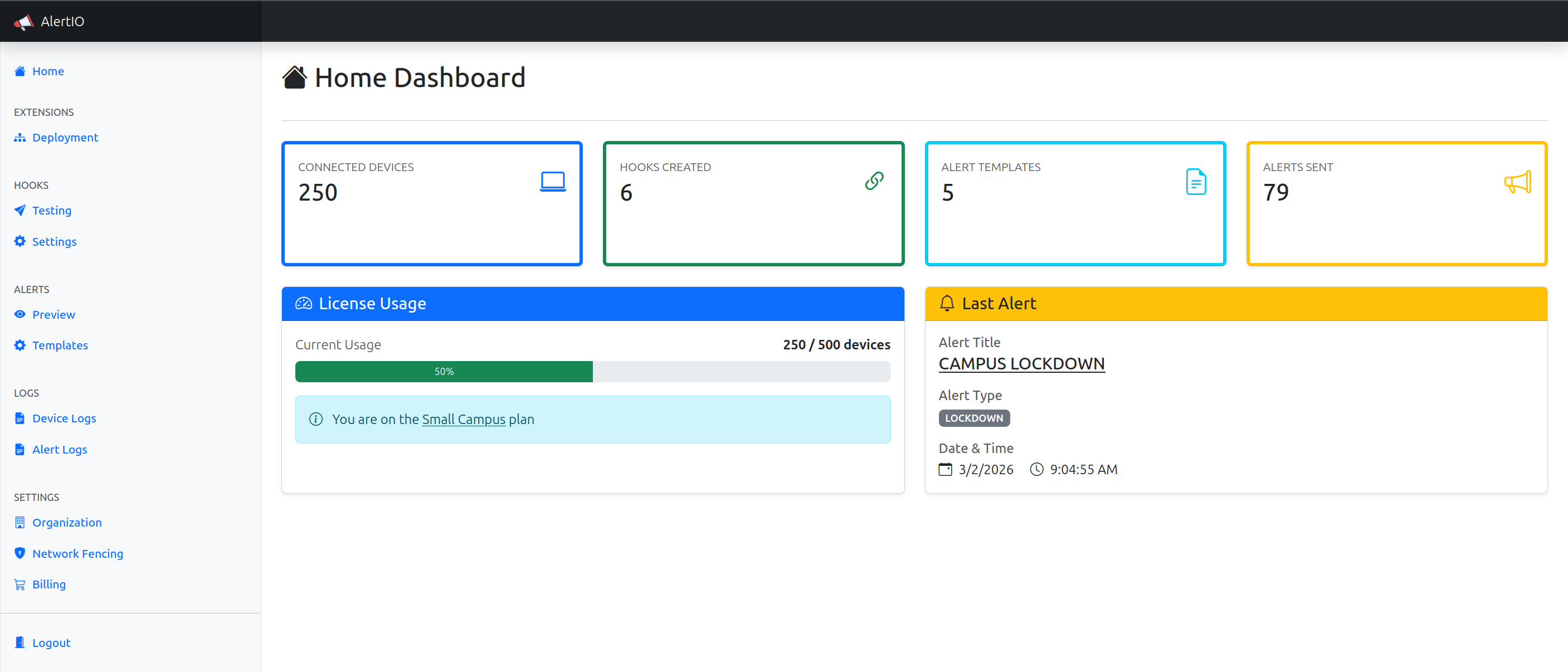 AlertIO Dashboard Screenshot